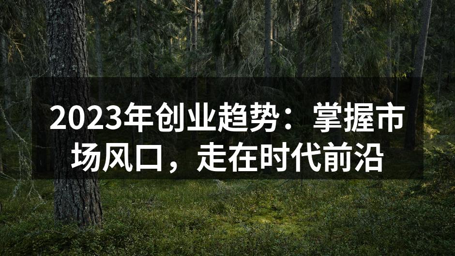2023年创业趋势：掌握市场风口，走在时代前沿